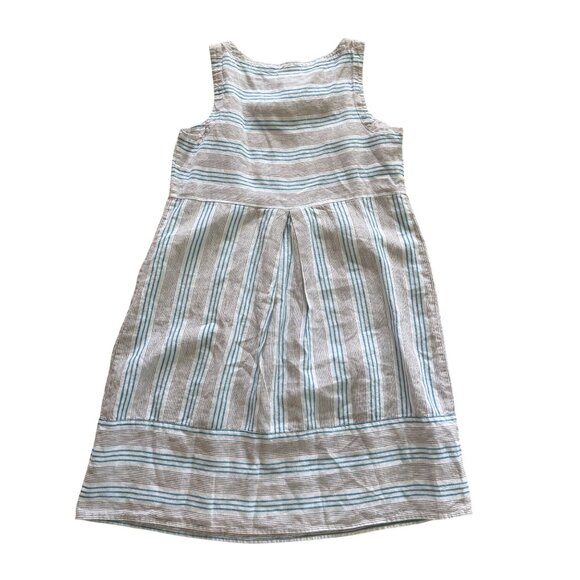 J. Jill Love Linen Striped Sleeveless Dress S Petite 100% Linen Blue & White - Picture 4 of 6